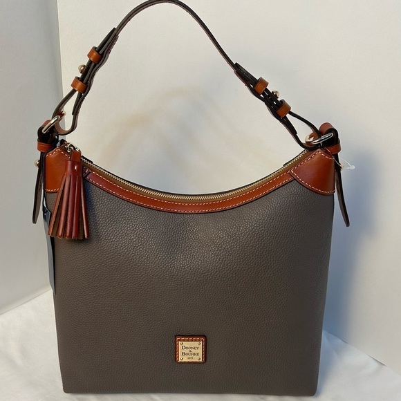 Dooney & Bourke Pebble Grain Erin Hobo Shoulder Bag - Elephant with dust bag - Picture 11 of 12